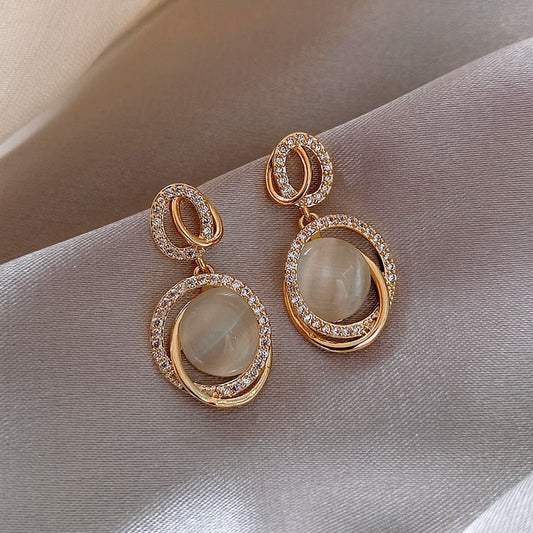 Circular Gold Drop Earrings